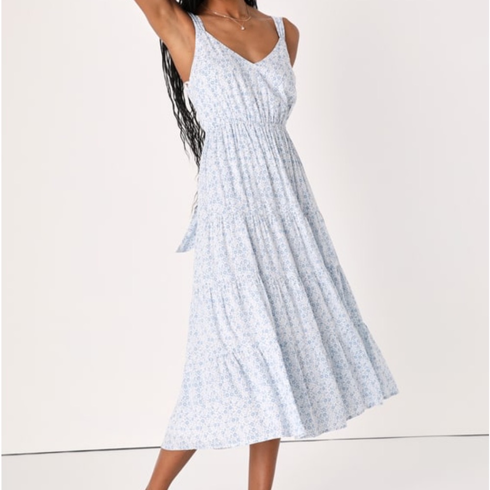 Lulu’s Aura white and blue floral dress